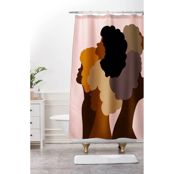 society6 Winston Torr Flawless Women of Color w/ Pink Background Shower Curtain - Picture 4 of 7